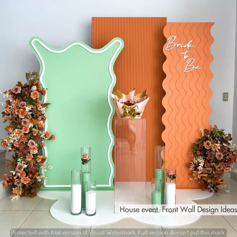 Luxurious House Front Wall Design Ideas for an Impressive Entrance | Event Wall Design Ideas Rectangle Wedding Backdrop, Colorful Photo Backdrop, Wavy Backdrop, Rectangle Backdrop, Curved Backdrop, Wave Backdrop, Backdrop Board, Unique Backdrops, Picturesque Garden