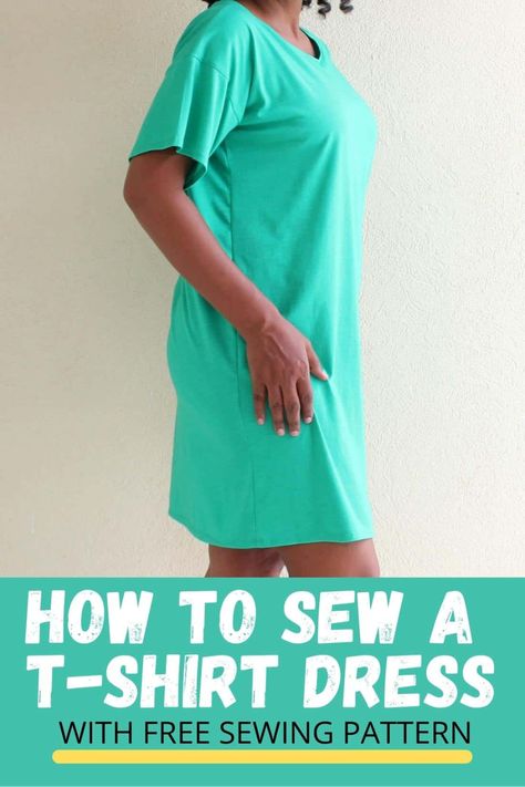 How To Sew A T-Shirt Dress With Free Sewing PatternLook great in this dress you can sew yourself! We show you How To Sew A T-Shirt Dress With Free Sewing Pattern! This is a super simple sewing tutorial perfect for beginners. The free pattern takes the guesswork out of sizing and sewing your dress. Our step-by-step tutorial with photos is easy to follow. Try this one let us know what you think. Easy DIY Dress. Sewing Projects. How To Sew A T-Shirt Dress With Free Sewing Pattern Sleep Shirt Pattern, Tshirt Dress Pattern, Shirt Dress Diy, Sewing Tshirt, Simple Sewing Tutorial, Dress Sewing Patterns Free, T Shirt Sewing Pattern, Shirt Dress Pattern, Dresses By Pattern