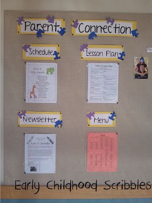 Early Childhood Scribbles: Parent & Welcome Bulletin Board Parent Bulletin Boards, Infant Room Ideas, Welcome Bulletin Board, Infant Toddler Classroom, Welcome Bulletin Boards, Daycare Organization, Parent Board, Infant Classroom, Toddler Class