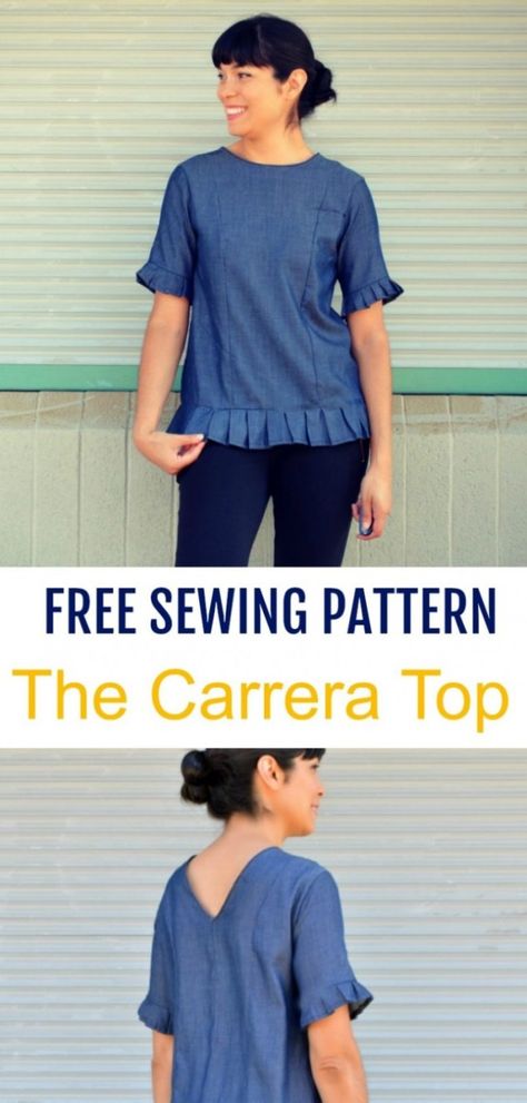 Free Printable Sewing Patterns, Sewing Tops, Printable Sewing Patterns, Sewing Clothes Women, Free Sewing Pattern, Free Pdf Sewing Patterns, Sew Ins, Trendy Sewing, Beginner Sewing Projects Easy