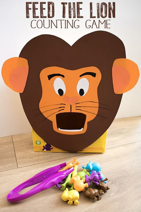 Get crafty and create this feed the lion counting and number game for toddlers and preschoolers. Ideal for those little ones that love to post. This game is ideal for a Zoo Theme or Jungle theme and includes extensions and variations using the same lion for more learning opportunities. Number Games For Toddlers, Zoo Activities Preschool, Zoo Animals Preschool, Preschool Zoo Theme, Preschool Jungle, Jungle Activities, Zoo Preschool, Zoo Crafts, Safari Activities