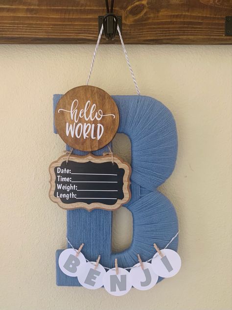 Hospital Door Decorations, Hospital Door Hanger Boy, Hospital Door Signs, Door Hanger Baby, Welcome Baby Signs, Baby Boy Wreath, Newborn Baby Hospital, Hospital Door Hanger, Baby Boy Decorations