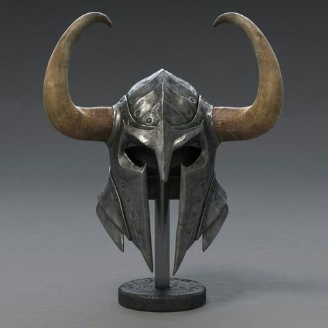 EPIC HORNED HELMET Skyrim Masks, Fantasy Helmet, Helmet Display, Fantasy Knight, Medieval Helmet, Knight Helmet, Helmet Armor, Medieval Helmets, Knights Helmet