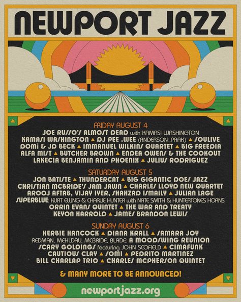 Lineup Poster, Concert Outfit Night, Charlie Hunter, Kamasi Washington, Festival Lineup, Big Gigantic, Newport Jazz Festival, Jon Batiste, Joe Russo