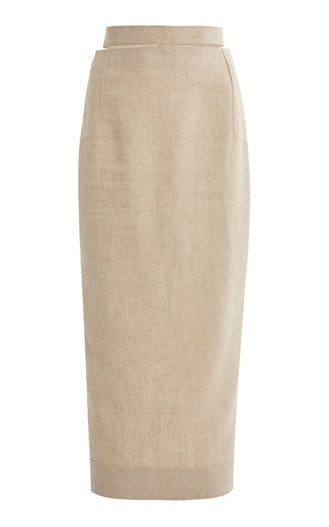 Valerie Cutout Woven Pencil Skirt by JACQUEMUS Now Available on Moda Operandi Beige Pencil Skirt, Curvy Petite Fashion, Cotton Midi Skirt, Leather Pencil Skirt, Strappy Sandals Heels, Silk Mini Dress, Fall Fashion Trends, College Fashion, Petite Fashion