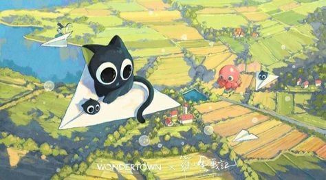 Illustration Art Kids, Book Illustration Art, Paper Plane, Cute Little Drawings, Kawaii Wallpaper, 영감을 주는 캐릭터, Cat Wallpaper, Cute Animal Drawings, Cute Cartoon Wallpapers