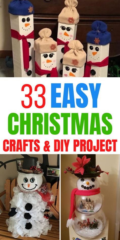 Plenty of simple & easy christmas decoration ideas that are diy homemade can be used for christmas ornaments, snowman, christmas tree, wreath or personalized gifts. Make your traditional christmas crafts using fabric, painted, glitter, mason jar, canvas, paper, wood, and cheap dollar store items. These beautiful holiday crafts are so simple that even kids can make their own homemade rustic and farmhouse christmas decor ideas #christmasdecor #diy #crafts #christmasdecorations #holidaydecor Dig Christmas Crafts, Christmas Centerpieces Diy Kids, Super Easy Christmas Crafts, Christmas Crafts For Large Groups, Crafts Kids Can Make For Christmas Gifts, Fun Holiday Crafts For Adults, Nursing Home Christmas Crafts, Easy Christmas Crafts For Seniors Nursing Homes, Christmas Frame Craft