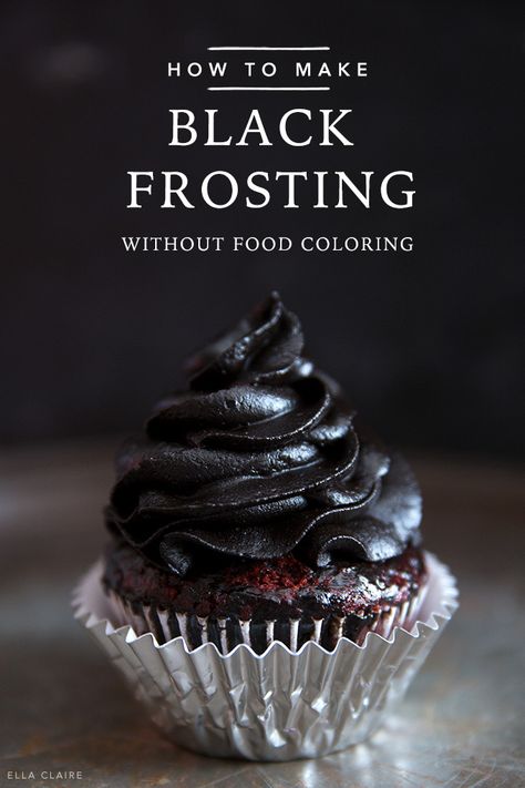 Black Buttercream Frosting, Black Buttercream, Frost Cupcakes, Black Frosting, Black Cocoa, Black Food Coloring, Icing Recipes, Cake Frosting Recipe, Chocolate Buttercream Frosting