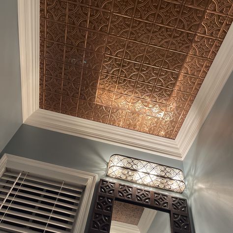 Copper Ceiling – Photo Contest Foil Ceiling Design, Copper Ceiling Bathroom, Copper Ceilings, Copper Ceiling Tiles, Copper Bedroom, Copper Ceiling, Copper Tiles, Decorative Ceiling Tile, Copper Bathroom