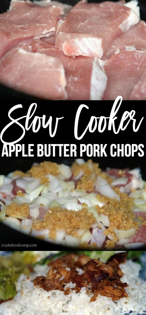 Apple Butter Pork Chops, Butter Pork Chops, Recipe Using Apples, Slow Cooker Apple, Pork Chop Recipes Crockpot, Slow Cooker Apple Butter, Pork Chop Recipes Baked, Crock Pot Recipe, Crockpot Pork Chops