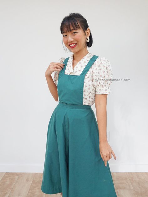 How To Sew a Pinafore Dress (+ detachable bib!) — Gwenstella Made | sewing · DIY · style Pinafore Dress Sewing Pattern Free, Pinafore Sewing Pattern Women, Ladies Pinafore Dress Pattern Free, Bib Dress Pattern, Womens Pinafore Dress Pattern Free, Sewing Patterns Pinafore Dress, Womens Pinafore Dress Pattern, Diy Jumper Dress Pattern, Diy Pinafore Dress Woman Free Pattern