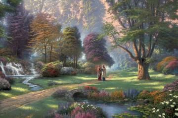 Walk Of Faith Artwork by Thomas Kinkade Thomas Kinkade Paintings, Thomas Kincaid, Kinkade Paintings, Jesus Painting, Painting Subjects, Thomas Kinkade, Wallpaper Pictures, Pictures To Paint, Religious Art