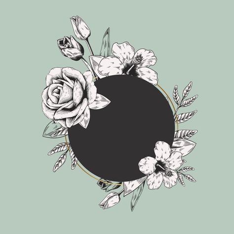 Black Circle Tattoo Cover Up, Round Tattoo Design, Banner Flower, Round Tattoo, Floral Cake Topper, Watercolor Tattoo Flower, Circle Tattoo, Logo Banner, Flower Logo Design