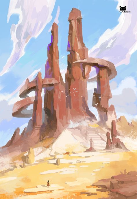 Hot Springs Concept Art, Desert Environment Concept Art, Environment Concept Art Landscape, Concept Art Desert, Desert Fantasy Art, Fantasy Landscape Concept Art, Wasteland Desert, Desert Concept Art, Colorado Desert