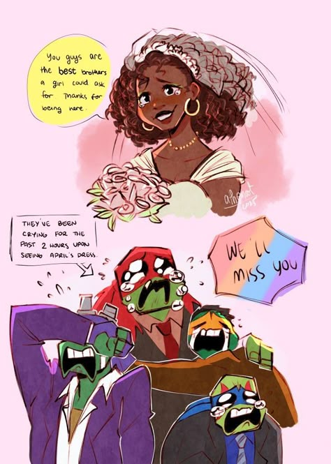 Rottmnt Mikey With Hair, Rottmnt April X Sunita, Rottmnt April, Rottmnt Oc, Teenage Mutant Ninja Turtles Funny, Tmnt Fanart, Teenage Turtles, Tmnt Characters, Tmnt Comics