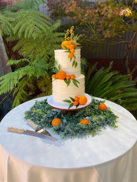 #cake #alittlecutieontheway #babyshower #desserts #orange #cutie Tangerine Wedding, Cutie Is On The Way, Citrus Baby, Orange Birthday, Gender Reveal Party Theme, Orange Baby Shower, Baby Shower Theme Decorations, Sprinkle Baby Shower, Summer Baby Shower