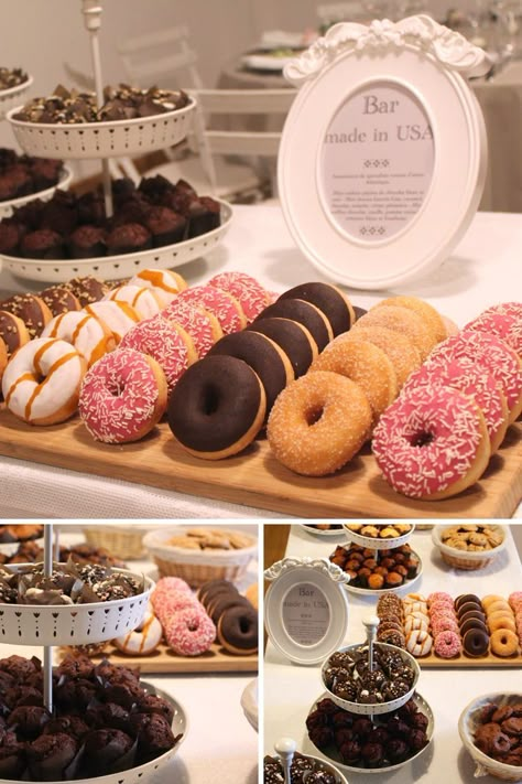 Donut Buffet, Muffin Dessert, Buffet Dessert, Donut Bar, Party Food Buffet, Party Food Platters, Muffin Tray, Dessert Tray, Donut Party