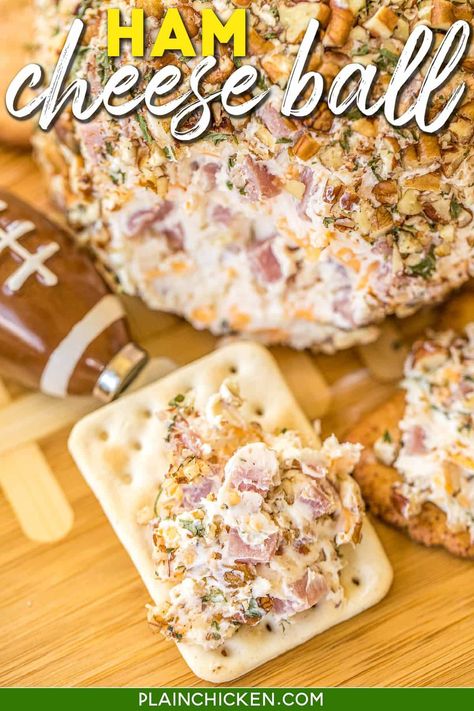 Ham Cheese Ball Recipes Easy, Ham And Onion Cheeseball, Ham And Cheese Ball, Ham Cheese Ball, Ham And Cheese Ball Recipe, Cheeseball Recipes, Ham Balls, Football Foods, Cheese Ball Recipes Easy