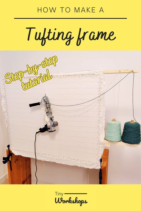 How to make a DIY tufting frame: Step by step instructions Diy Rug Tufting Frame, Carpet Tufting Diy, Tufting Diy Tutorials, Tufting Frame Diy, Tuft Rug Design Ideas, Rug Tufting Diy, Diy Tufting, Tufting Frame, Rugs To Make