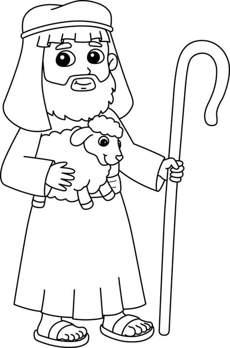 The Lord Is My Shepherd Coloring Page, The Good Shepherd Craft, Good Shepherd Coloring Page, Jesus Is My Shepherd, Shepherd Craft, Shepherd Coloring Page, Sheep Template, Shepherd Drawing, Jesus The Good Shepherd