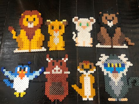 Lion King Perler Beads Pattern, Lion Perler Beads, Disney Fuse Beads, Lion King Pixel Art, Lion King Perler Beads, Disney Hama Beads Pattern, Disney Perler Bead Patterns, Disney Perler Beads, Lion King Crafts