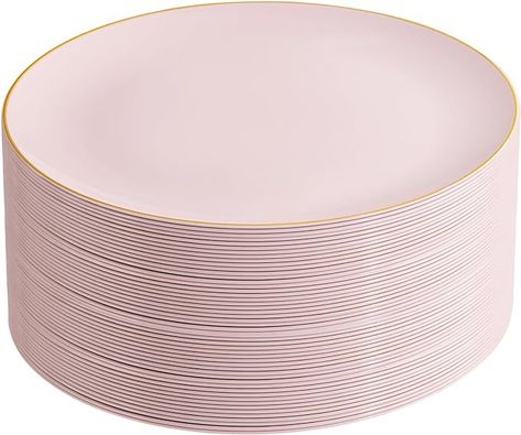 Amazon.com: Festiva 50Pcs Pink and Gold Plastic Plates - 9 Inch Pink Party Plates - Pink Disposable Plates with Gold Rim- Pink Gold Disposable Dinner&Salad&Pasta Plates Perfect for Party&Wedding&Birthday : Health & Household Gold Plastic Plates, Dinner Salad, Salad Pasta, Pasta Plates, Disposable Plates, Pink Party, Dinner Salads, Pink Plastic