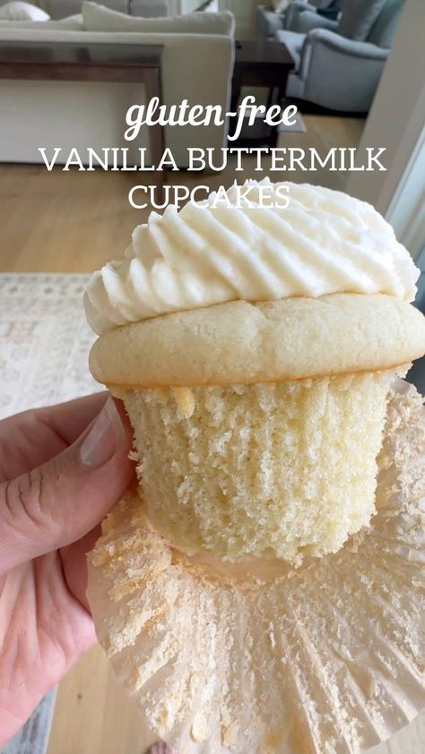 These gluten-free vanilla buttermilk cupcakes are perfectly light and fluffy, with tall, domed tops. They make the best bakery-style birthday cupcakes! Buttermilk Cupcakes, Meaningful Eats, Gluten Free Cupcakes Vanilla, Gluten Free Dairy Free Dessert, Gluten Free Cake Recipe, Easy Gluten Free Desserts, Gluten Free Cupcakes, Gluten Free Bakery, Gluten Free Cake