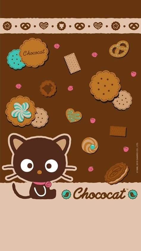 Chococat Wallpaper Choco Cat Sanrio Wallpaper, Chocolate Wallpaper Cute, Choco Cat Wallpaper, Pom Pom Purin Sanrio, Sanrio Drawings, Cute Easter Wallpaper, Chocolate Wallpaper, Choco Cat, Wallpaper Sanrio