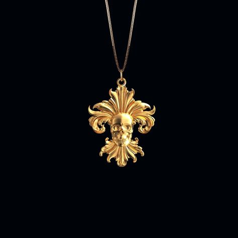 Gold Skull, Egyptian Jewelry, Floral Skull, Solid Gold Chains, White Gold Chains, Skull Jewelry, Skull Head, Skull Pendant, Dragon Pendant