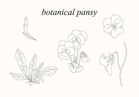 Pansy Wreath, Vintage Floral Backgrounds, Floral Words, Red Lily, Purple Pansy, Flower Icons, Free Hand Drawing, Line Tattoo, Pansies Flowers