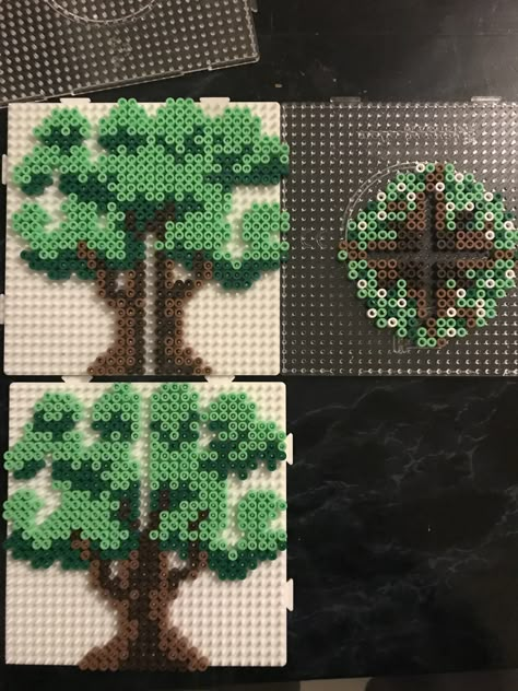 Perler Perler Beads Useful Ideas, Perler Bead Tree Pattern, 3d Perler Bead Template, Cool Perler Bead Ideas 3d, Hama Bead Crafts, Perler Bead Plant Pattern, Perler Bead Patterns Plants, Tree Perler Bead Patterns, Perler Bead Art 3d