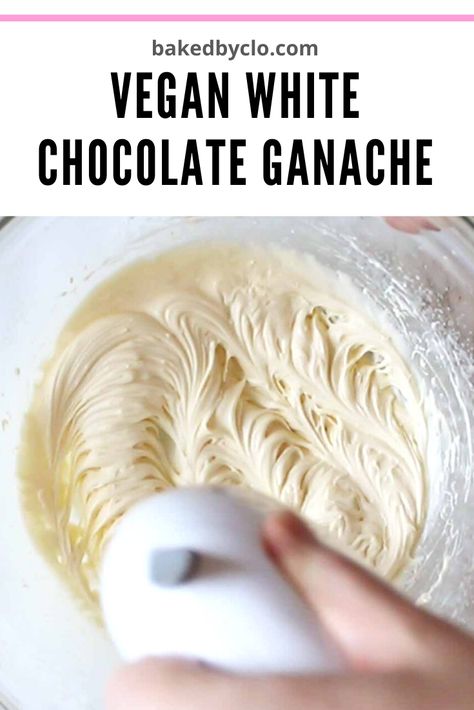 Easy dairy-free white chocolate ganache with just two ingredients. It's firm and pipeable and will hold its shape at room temperature. Vegan White Chocolate Cake, Vegan White Chocolate Ganache, Gluten Free Dairy Free Vegan Desserts, Vegan Ganache Recipe, Dairy Free Ganache, Vegan Ganache, Chocolate Desserts Fancy, Dairy Free White Chocolate, Vegan Naan