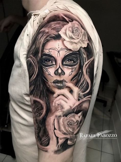 Tattoo Fairy, Candy Skull Tattoo, Dead Tattoo, Sugar Skull Tattoo, Catrina Tattoo, Mexican Tattoo, Skull Girl Tattoo, Mexican Art Tattoos, Lotus Tattoo Design