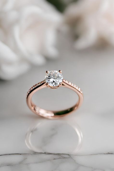 Engagement Rings Rose Gold Band, Engagement Ring Rose, Simple Elegant Wedding Ring, Rose Gold Rings Simple, Simple Elegant Engagement Rings, Engagement Rings Without Diamonds, Simple Wedding Rings Engagement, Engaged Rings, Engagement Rings Simple Round