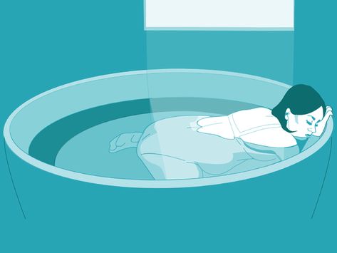 Illustration of a woman in labour kneeling in a birth pool Birthing Pool, Birthing Stool, Birthing Positions, Labor Inducing Exercises, Birth Pool, Labor Positions, Anime Pregnant, Birthing Ball, Natural Childbirth