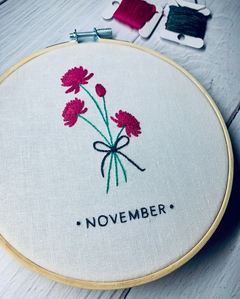 October is around the corner! If you’re after a gift for a loved one or just looking for an indoor crafty project for yourself. The birth month flower patterns are available for each month ✂️🧵🪡 Octobers is the Marigold and November is the Chrysanthemum. All are able to be personalised with names and dates of birth 🧡🩷 . . . #embroiderykit #embroidery #embroideryart #embroideryhoop #embroiderydesign #floralembroidery #modernembroidery #octobermarigold #handembroidery #dmcthreads #embroiderypat... Chrysanthemum Embroidery Pattern, Embroidery Chrysanthemum, Chrysanthemum Embroidery, Chrysanthemum Flower, Birth Month Flower, Birth Month Flowers, Modern Embroidery, Crafty Projects, Birth Month