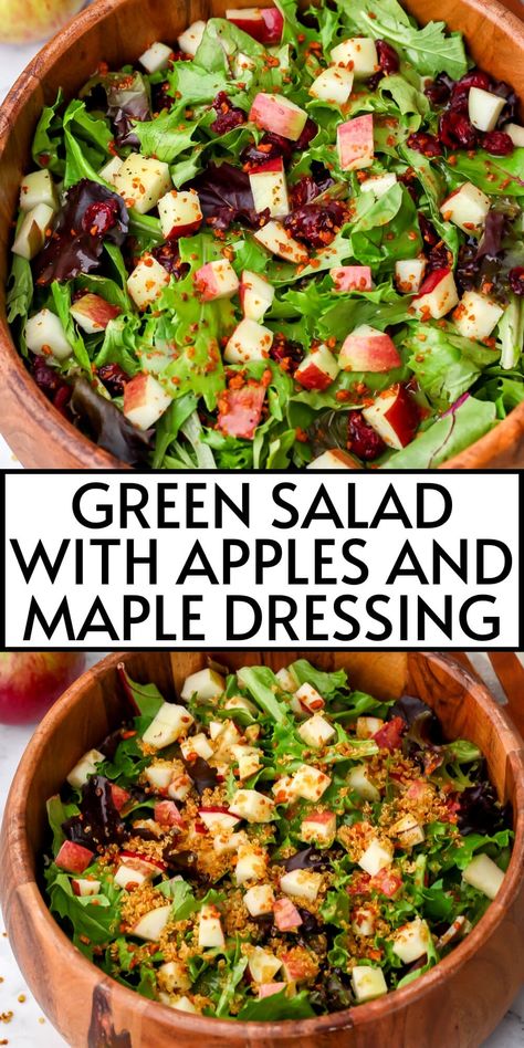 Maple Vinaigrette Salad, Fall Mixed Green Salad, Apple Cashew Salad, Spinach Apple Salad Dressing, Mixed Salad Greens, Autumn Green Salad, Maple Bacon Salad Dressing, Mixed Green Salad Recipes Thanksgiving, Fall Salad Vegan