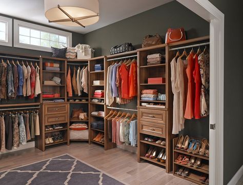 Create & Customize Your Storage & Organization Impressions Collection in Walnut – The Home Depot Home Depot Closet, Best Closet Systems, Closet Maid, Wood Closet Systems, Closet Planning, Amazing Closets, Closet Kits, Dream Closet Design, Walk In Closet Design