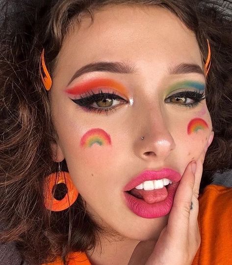 Festival Make Up, Pride Makeup, Creative Eye Makeup, Creative Makeup Looks, Eye Makeup Art, Makeup Goals, Creative Makeup, Pretty Makeup, Girls Makeup