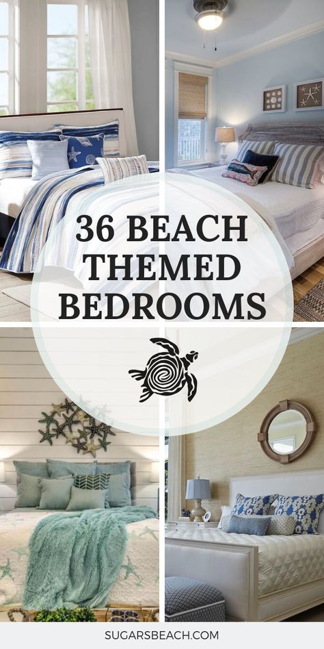 Beach House Bedrooms, Bedroom Ideas Beach, Wallpaper Decor Bedroom, Beach House Tour, Themed Bedrooms, Beachy Bedroom, Beach Themed Bedroom, Beach House Bedroom, Beach Bedroom Decor