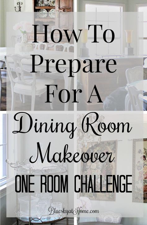 How To Prepare For A Dining Room Makeover. It's time to give our dining room a new, fresh look. ANy makeover begins with a plan and I'm sharing my plan for new color, window treatments and accessories as the first step in this One Room Challenge makeover. BlueskyatHome.com Spring Dining Room Table Decor, Updated Traditional Dining Room, Cottage Style Dining Room, Spring Dining Room, Blue And White Dining Room, Dinig Room, English Cottage Kitchens, Dining Room Window Treatments, Color Window