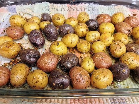 Print Now Roasted Herbed Baby Potatoes These potatoes are super easy to make, are so delicious & the various colors add a special touch to any meal you serve them with! Serves: 4 to 6 Ingredients 1 1/2 lbs small multi-colored organic baby potatoes, about 1 to 1 1/2″ in diameter (see Tip# 1) 2 Read the full article... Colorful Potatoes Recipes, Roasted Creamer Potatoes In Oven, Roasted Baby Potatoes Oven, Potato Medley Recipe, Roasted Small Potatoes, Small Potatoes Recipe, Roasted Mini Potatoes, Baby Potato Recipes, Herbed Potatoes