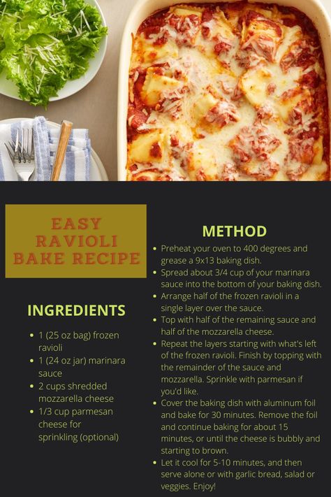 Make these flavorful Ravioli bake dinner recipe at home whenever you have surprise guests visit at home. This super easy to make recipe just takes 15 minutes to cook. #cooketerian #bake #marinara #cheese #oven #pasta How To Cook Ravioli, Ravioli Bake Recipe, Oven Pasta, Easy Ravioli, Bake Dinner, Baked Ravioli, Ravioli Pasta, Ravioli Bake, Baked Dinner Recipes