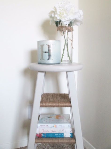 DIY Nightstands for the Bedroom - DIY Barstool Nightstand - Easy Do It Yourself Bedside Tables and Furniture Project Ideas - Thrift Store Makeovers For Your Room and Bed Side Night Stand - Storage for Books and Remotes, Cute Shabby Chic and Vintage Decor - Step by Step Tutorials and Instructions http://diyjoy.com/diy-nightstands-bedroom Barstool Nightstand, Diy Nightstand Makeover, Diy Night Stand, Black Nightstands, Diy Bar Stools, Nightstand Makeover, Shabby Chic Bedroom Furniture, Vintage Bedroom Decor, Money Pit