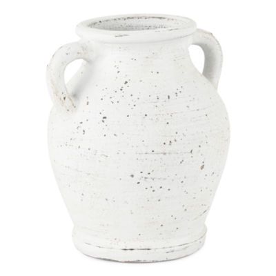 Linden Street 10" White Terracotta Vase, Color: White - JCPenney Leaf Arrangements, Home Decor Classic, Round Wedding Tables, Backyard Upgrades, Kitchen Addition, Terracotta Vase, Vase White, Reactive Glaze, Container Flowers