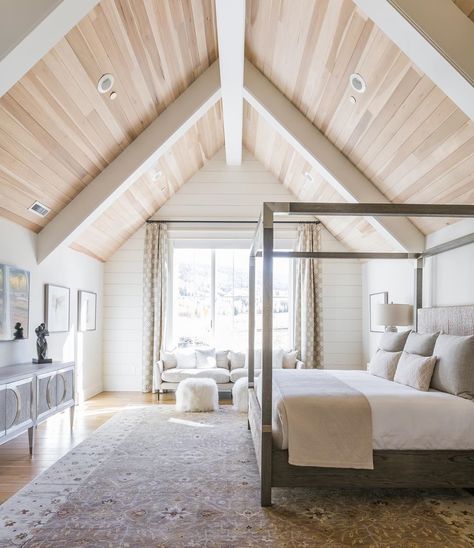 Style Notes: Designing a French Country Bedroom | Kathy Kuo Blog | Kathy Kuo Home Attic Inspiration, Vaulted Ceiling Bedroom, Wooden Canopy Bed, French Country Bedrooms, Hill Interiors, Gorgeous Bedrooms, Bedroom Ceiling, Country Bedroom, Master Bedrooms Decor