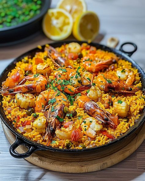 Paella Food Photography, Paella Aesthetic, Healthy Paella, Paella Recipe Authentic, Best Paella Recipe, Shrimp And Rice Dishes, Paella Seafood, Spanish Seafood Paella, Seafood Paella Recipe