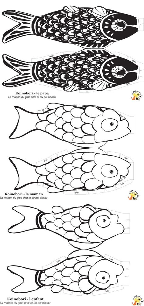 DIY koinobori carpe japonaise en papier à accrocher Tuto - modèle gratuit à télécharger - fait maison dessin à faire soi-même, famille, modèle à découper & colorier - Illustration enfants japon Koinobori Illustration, Diy Koinobori, Elephant Coloring Page, Japanese Art Prints, Kids Crafting, Vbs Crafts, Art Lesson Plans, Japan Art, Child Day