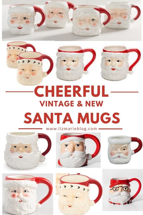 Santa Mugs Vintage, Santa Cups, Smeg Appliances, Mugs Collection, Mugs Vintage, Southern Christmas, Cup Of Hot Chocolate, Santa Mug, Kitsch Christmas