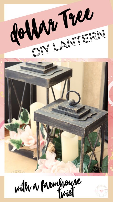 Diy Dollar Store Lantern, Lanterns Made From Picture Frames, Dollar Tree Lantern Centerpieces, Diy Dollar Tree Lantern, Simple Lantern Centerpieces, Dollar Tree Lanterns Diy, Diy Lantern Decor, How To Decorate A Lantern, Diy Lanterns Dollar Store